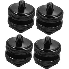 4Pcs Camera Hot Shoe Mount Adapter Dual Screw Tripod Adapter for Flash Holder Easy Install Nuts Compatible with Digital Recorders TTL Cables and Flash
