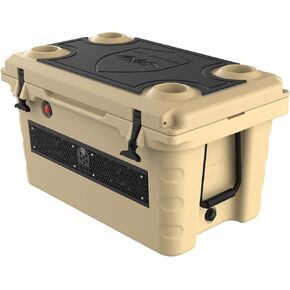 wet sounds Stealth SHIVR-55-TAN Tan High Output Audio Cooler Speaker System + Top Gator Step Kit - Black Over Gray