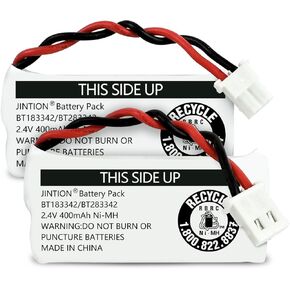 JINTION BT162342/BT262342 Cordless Phone Batteries Compatible with BT183342 BT283342 BT166342 BT266342 CS6114 CS6419 CS6719 EL52300 CL80112 Cordless 400mAh, 2Pack