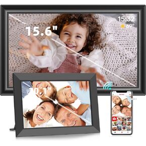 2 حزمة - Frameo 10.1 بوصة إطار صورة رقمي WiFi مع 1280 × 800 HD IPS شاشة اللمس وإطار 15.6 "إطار صورة رقمي كبير مع 1920 × 1080 IPS