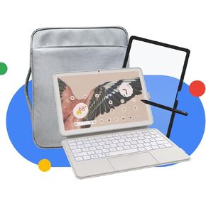EIP Google Pixel Tablet White Bundle Pro: Keyboard Case, USI2.0 Lite Stylus, Screen Protector, Slim Tablet Bag 11 Inch