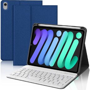 FARYODI Keyboard Case for iPad mini 7th(A17 Pro)/Mini 6th Generation 8.3 Inch,Ultra-Slim&Lightweight Detachable Wireless Keyboard with Smart Folio Cover with Pencil Holder foriPad Mini 7th/6th,Blue