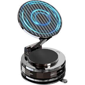 Smart Phone Holder for Car, Compatible with MagSafe, Ultra Vacuum Suction Cup Mount, 360° Rotation, Car Phone Holder Compatible with All Models, Carbon Fiber Coffee