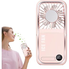 Desktop Fan | Desk Fan for Bedroom - LED Digital Screen Silent Foldable USB Charging Backup Power Phone Holder for Tent Camping Truck Workshop Kitchen Beach School