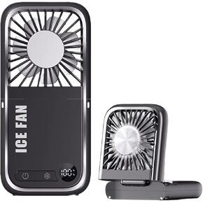Portable Neck Fan | Personal Fan - LED Digital Screen Silent Foldable USB Charging Backup Power Phone Holder for Tent Camping Truck Workshop Kitchen Beach School