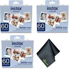 Fujifilm Instax Mini Value Pack Instant Film (180 Exposures) Bundle with Microfiber Cleaning Cloth