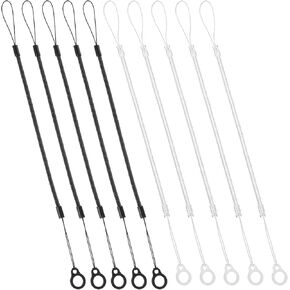 10 Pcs Pen Leash with Silicone Ring,Pen Lanyard,Silicone Elastic Tether Lanyard,Retractable Spring Coil Strap for Tethering Drawing Stylus to Touchscreen(White and Black)