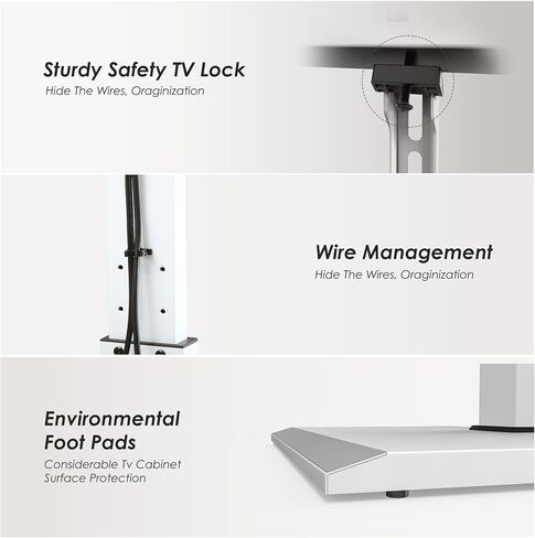 FITUEYES Floor TV Stand with Mount for 32-55 65 Inch TV, Height Adjustable TV Floor Stand with Metal Shelf up to 88lbs, Swivel Tall TV Stand with Study Iron Base for Living Room, Bedroom in Kuwait