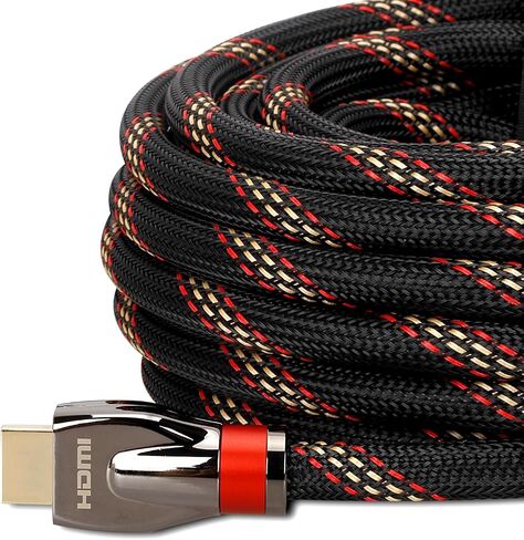 4K HDMI Cable 10FT, High Speed HDMI Cable Braided Nylon & Gold Connector zn Shell(Gun Black) -4K@60Hz DTS:X, HDCP 2.2 & 2.3, HDR 10 Compatible with Roku TV/PS5/HDTV/Blu-ray (Red) in Kuwait