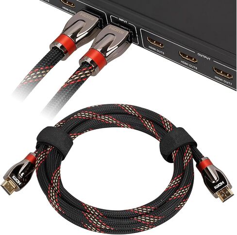 4K HDMI Cable 10FT, High Speed HDMI Cable Braided Nylon & Gold Connector zn Shell(Gun Black) -4K@60Hz DTS:X, HDCP 2.2 & 2.3, HDR 10 Compatible with Roku TV/PS5/HDTV/Blu-ray (Red) in Kuwait