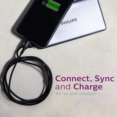 كبل شحن Philips USB مع موصل Lightning ، سلك طوله 4 أقدام ، معتمد من Apple MFI ، مع معتمدة مع Apple iPhone XS/XS/XR/X/8 Plus/8/7 Plus/7/SE ، iPad ، iPad Mini ، iPad Air ، Black ، DLC4104V/37 in Kuwait