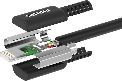كبل شحن Philips USB مع موصل Lightning ، سلك طوله 4 أقدام ، معتمد من Apple MFI ، مع معتمدة مع Apple iPhone XS/XS/XR/X/8 Plus/8/7 Plus/7/SE ، iPad ، iPad Mini ، iPad Air ، Black ، DLC4104V/37 in Kuwait