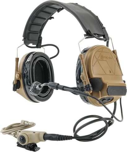 Hearfalcom C5 Pro Tactical Headset Hunting Hearing Protection Protection Lexer Leavuction Walkie PTT سماعات الرأس المتوافقة مع راديو UV-5R UV82 (BK) in Kuwait