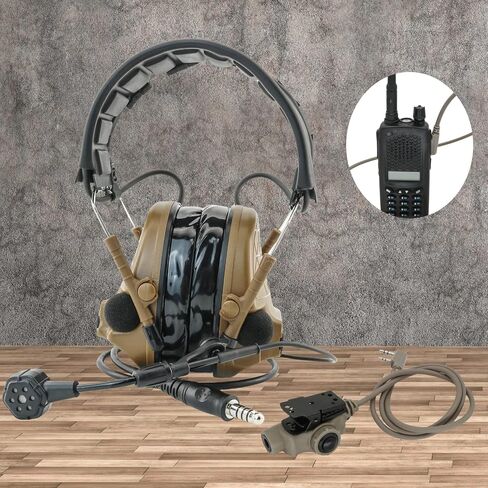 Hearfalcom C5 Pro Tactical Headset Hunting Hearing Protection Protection Lexer Leavuction Walkie PTT سماعات الرأس المتوافقة مع راديو UV-5R UV82 (BK) in Kuwait
