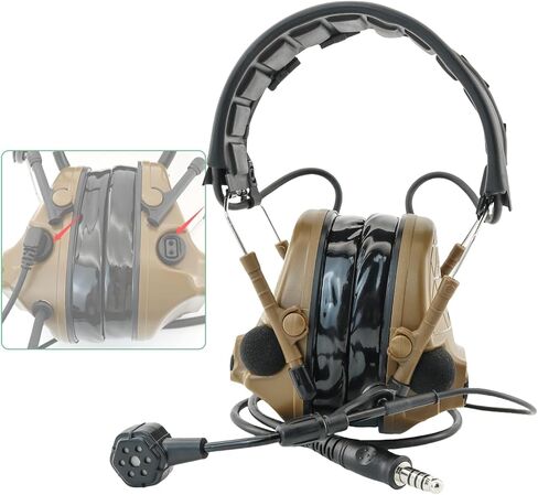 Hearfalcom C5 Pro Tactical Headset Hunting Hearing Protection Protection Lexer Leavuction Walkie PTT سماعات الرأس المتوافقة مع راديو UV-5R UV82 (BK) in Kuwait