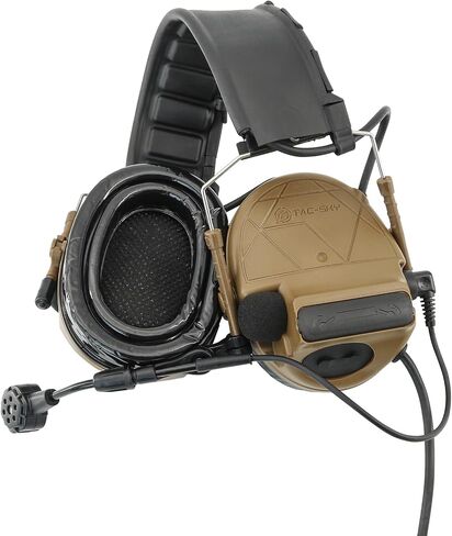 Hearfalcom C5 Pro Tactical Headset Hunting Hearing Protection Protection Lexer Leavuction Walkie PTT سماعات الرأس المتوافقة مع راديو UV-5R UV82 (BK) in Kuwait
