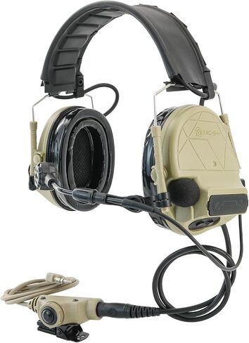 Hearfalcom C5 Pro Tactical Headset Hunting Hearing Protection Protection Lexer Leavuction Walkie PTT سماعات الرأس المتوافقة مع راديو UV-5R UV82 (BK) in Kuwait