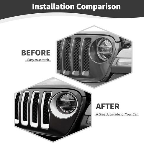 RT-TCZ for Wrangler JL Mesh Front Grille Grill Insert Headlight Light Cover Trim for Jeep Wrangler JL JLU 2018-2022 White Exterior Accessories 9pcs in Saudi Arabia