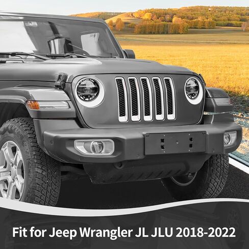 RT-TCZ for Wrangler JL Mesh Front Grille Grill Insert Headlight Light Cover Trim for Jeep Wrangler JL JLU 2018-2022 White Exterior Accessories 9pcs in Saudi Arabia