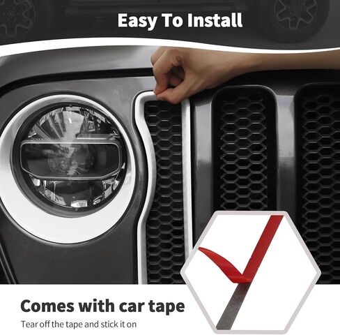 RT-TCZ for Wrangler JL Mesh Front Grille Grill Insert Headlight Light Cover Trim for Jeep Wrangler JL JLU 2018-2022 White Exterior Accessories 9pcs in Saudi Arabia
