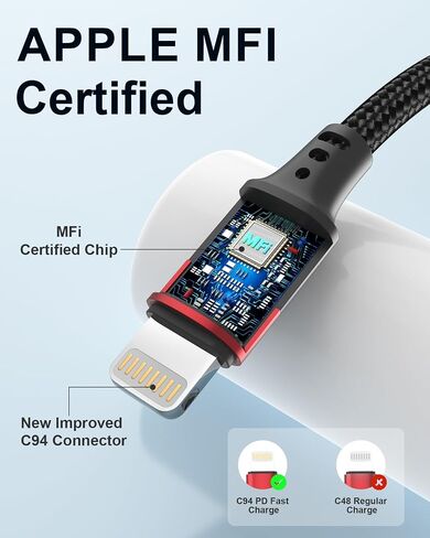 2 قدم USB C إلى كبل البرق ، 2 حزمة PD الشحن السريع [MFI Certified] USB C سلك الشاحن iPhone ، مصففة USBC قصيرة إلى كابل Lightning لـ iPhone 14/13/12/11 PRO MAX/XR/XS/SE/SE/AIRPods in Kuwait