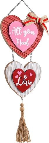 Valery Madelyn Valentines Day Decorations, Wooden Hanging Valentines Day Decor with Heart Wall Decor, 18 inch Valentines Decor for The Home Decorations for Front Door Party Gift in Saudi Arabia