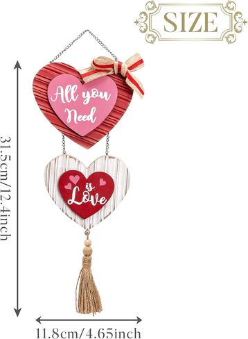 Valery Madelyn Valentines Day Decorations, Wooden Hanging Valentines Day Decor with Heart Wall Decor, 18 inch Valentines Decor for The Home Decorations for Front Door Party Gift in Saudi Arabia