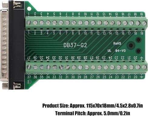 Asixxsix DB37 Male Serial Adapter, 300V AC 37 Pin Port Terminal Male Adapter Professional PCB Board Screw Ada pter, Insulated Anti Interference (DB37-G2) in Saudi Arabia