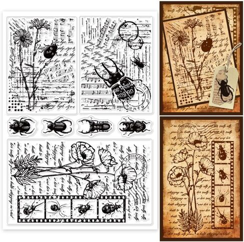 جلوبللاند اختام شفافة بتصميم كلاسيكي بنمط نص جريدة عتيقة بنمط سيدة على شكل فراشة، اوراق ختم شفافة من السيليكون لدفتر القصاصات وصنع البطاقات والديكور والحرف الورقية in Kuwait