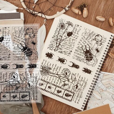 جلوبللاند اختام شفافة بتصميم كلاسيكي بنمط نص جريدة عتيقة بنمط سيدة على شكل فراشة، اوراق ختم شفافة من السيليكون لدفتر القصاصات وصنع البطاقات والديكور والحرف الورقية in Kuwait