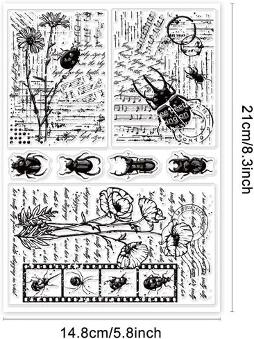 جلوبللاند اختام شفافة بتصميم كلاسيكي بنمط نص جريدة عتيقة بنمط سيدة على شكل فراشة، اوراق ختم شفافة من السيليكون لدفتر القصاصات وصنع البطاقات والديكور والحرف الورقية in Kuwait