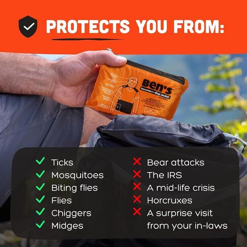 Ben's InvisiNet Bug Jacket & Mitts - Durable & Comfortable Insect Protection for Outdoor Activities - Fine Mesh Bug Net - S/M in Kuwait