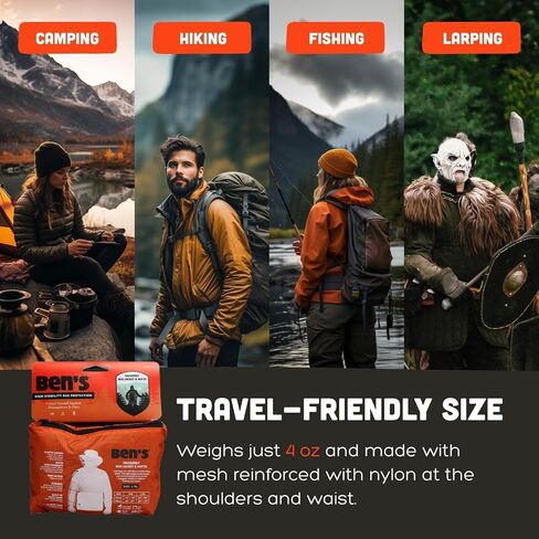 Ben's InvisiNet Bug Jacket & Mitts - Durable & Comfortable Insect Protection for Outdoor Activities - Fine Mesh Bug Net - S/M in Kuwait