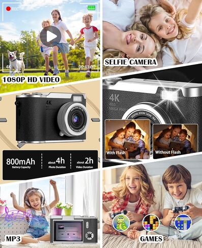 Kids Camera with flip Screen for Boys and Girls 1080P Video Kids Digital Camera Toys Christmas Birthday Gift for 3-12 Year Old in Saudi Arabia