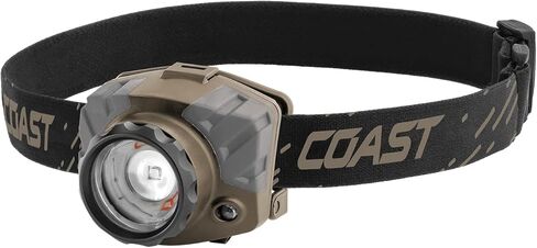 مصباح أمامي LED مركّز بالبطاريات ومشبكات القبعة الصلبة من Coast FL88 615 Lumen ثلاثي الألوان (أبيض / أحمر/أخضر) ، أرضية داكنة مسطحة in Kuwait