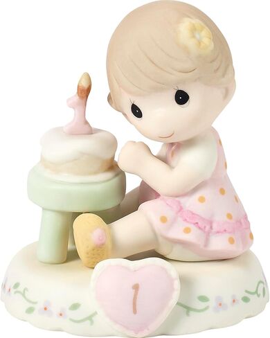 Precious Moments, Growing In Grace, Age 1, Bisque Porcelain Figurine, Brunette Girl, 142010B in Kuwait