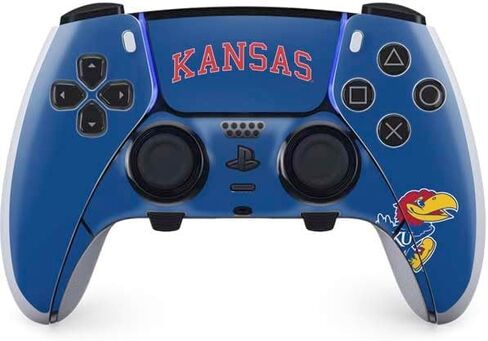 Skinit Decal Gaming Skin Compatible with PS5 DualSense Edge Pro Controller - Officially Licensed University of Kansas Collegiate Text Design in Saudi Arabia