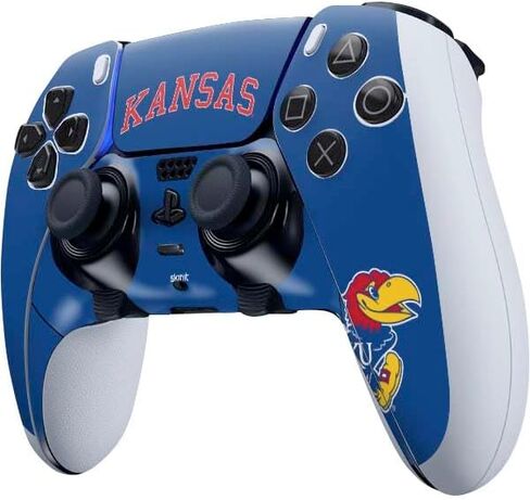 Skinit Decal Gaming Skin Compatible with PS5 DualSense Edge Pro Controller - Officially Licensed University of Kansas Collegiate Text Design in Saudi Arabia