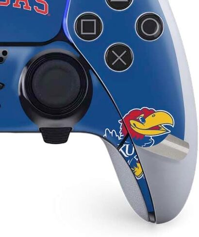 Skinit Decal Gaming Skin Compatible with PS5 DualSense Edge Pro Controller - Officially Licensed University of Kansas Collegiate Text Design in Saudi Arabia
