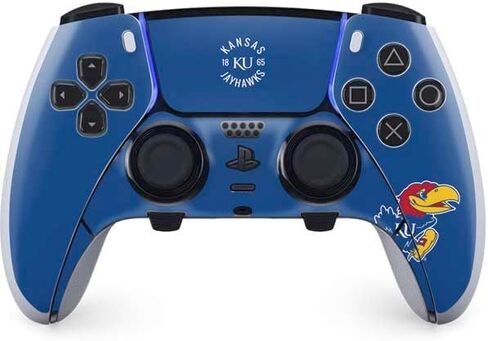 Skinit Decal Gaming Skin Compatible with PS5 DualSense Edge Pro Controller - Officially Licensed University of Kansas Collegiate Text Design in Saudi Arabia