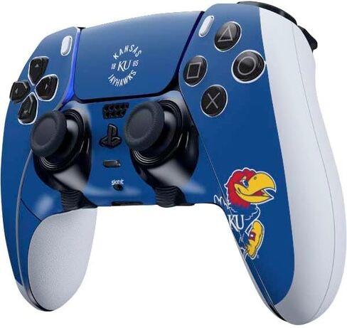 Skinit Decal Gaming Skin Compatible with PS5 DualSense Edge Pro Controller - Officially Licensed University of Kansas Collegiate Text Design in Saudi Arabia