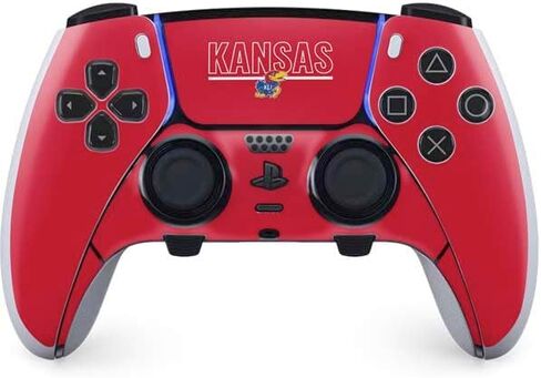 Skinit Decal Gaming Skin Compatible with PS5 DualSense Edge Pro Controller - Officially Licensed University of Kansas Collegiate Text Design in Saudi Arabia