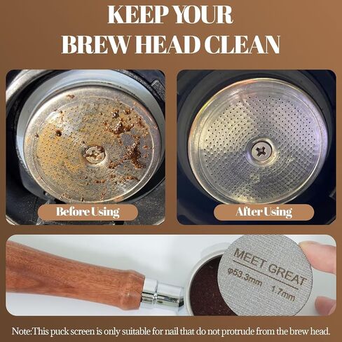 Meet Great- 2 Packs 53.3mm Espresso Puck Screen, 1.7mm Thickness 150μm 316L Stainless Steel, Upgraded Reusable Coffee Filter Screen for 54mm Breville Portafilter Filter Basket in Saudi Arabia