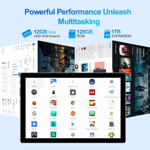 Tablet, 10 inch Android 14 Tablet, Octa-Core Processor, 12GB RAM + 128GB ROM, 1280x800 HD IPS Touchscreen, 6000mAh Battery, 2.4G/5G WiFi 6, BT 5.4, Dual Camera, Metal Body, Sliver in Saudi Arabia