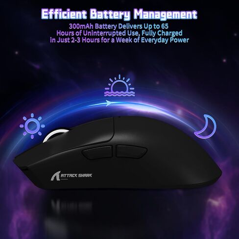 الهجوم Shark X11SE Mouse Lightweight Wireless Gaming Mouse ، 59g Tri-Mode BT/2.4g Mouse Wireless/Wired Gaming Mouse ، Pixart PAW3111 Gaming Sensor ، 22000 dpi ، فئران المكتب للكمبيوتر الشخصي/Xbox/Win/Mac (أسود) in Kuwait