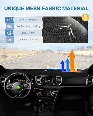 FIILINES Dash Cover Compatible with 2014 2015 2016 2017 2018 2019 Kia Soul Dashboard Cover Sunshade Soul Accessories Dashboard Mat Nonslip Mesh Protector No Glare in Saudi Arabia