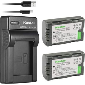Kastar Battery (X2) & Slim USB Charger for Panasonic CGR-D08 D08S CGR-D14 CGR-D16 D16S CGR-D28 D28S, CGR-D120 CGR-D210 CGR-D220 CGR-D320 & AG Series AJ-PCS060G DZ-MX5000 NV Series PV Series VDR-M20