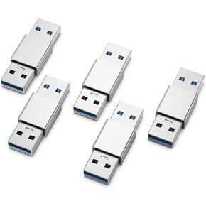 Fidioto USB 3.0 Male to Male Adapter, Dual Port High-Speed Data Extension Connector with 5Gbps Transfer, Aluminum Alloy Housing, Compatible with HDDs/USB Drives/Printers