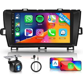 [4G+64G] Android Car Stereo for Toyota Prius 2010-2015 Radio with Wireless Carplay Android Auto Mirror Link, Hodozzy 9 inch Touch Screen with GPS, Mirror Link, Bluetooth, WiFi, 32EQ, FM/RDS Radio