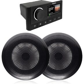 Fusion MS-RA670 Marine Receiver with 1 Pair Fusion EL-F651B 6.5" Marine Speakers Black Classic Grills